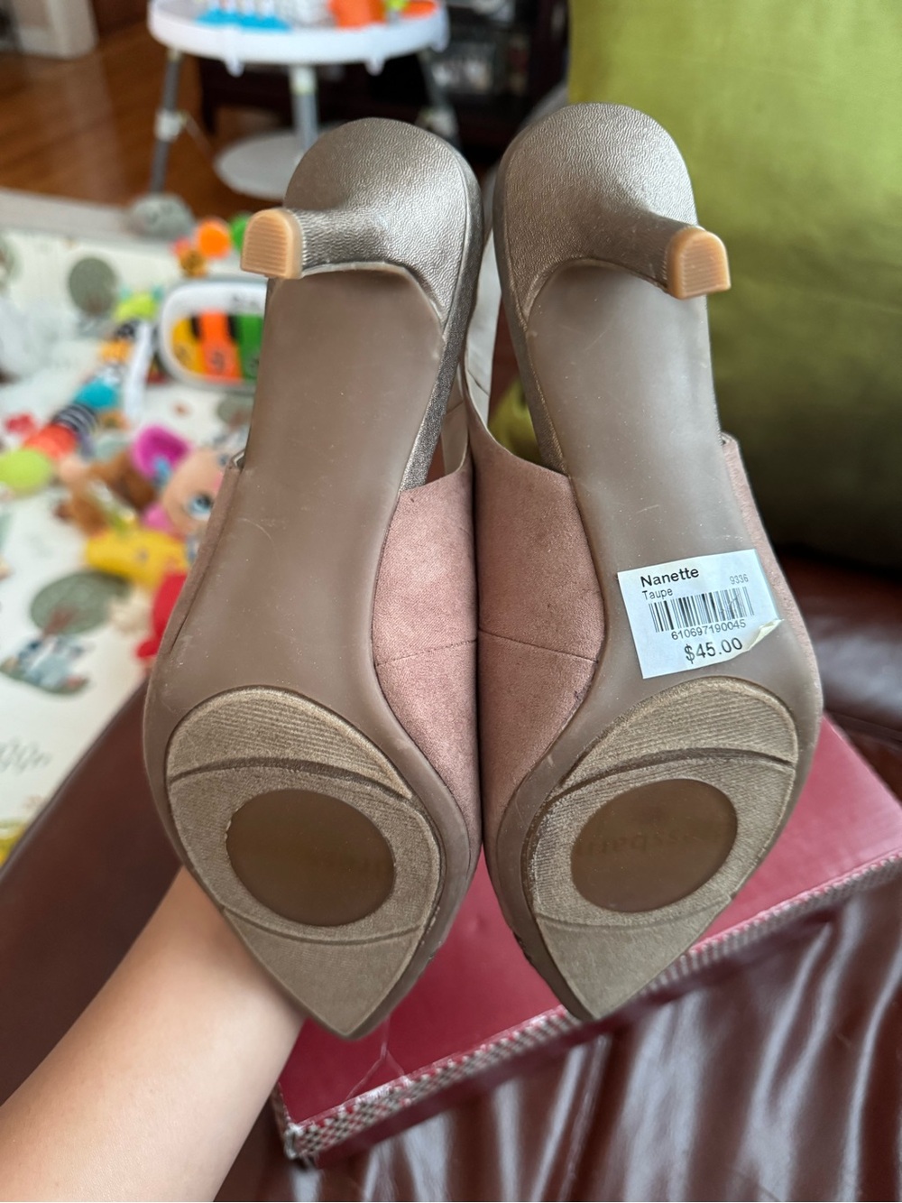 Dress Barn Blush Slingback Heels with Metallic Toe - Picture 3 of 4